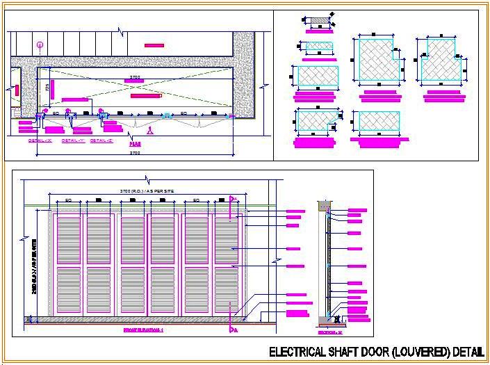 Electrical Shaft Door Detail with Louvers- DWG Download